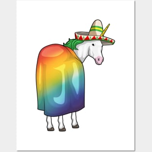 Unicorn Mexican hat Posters and Art
